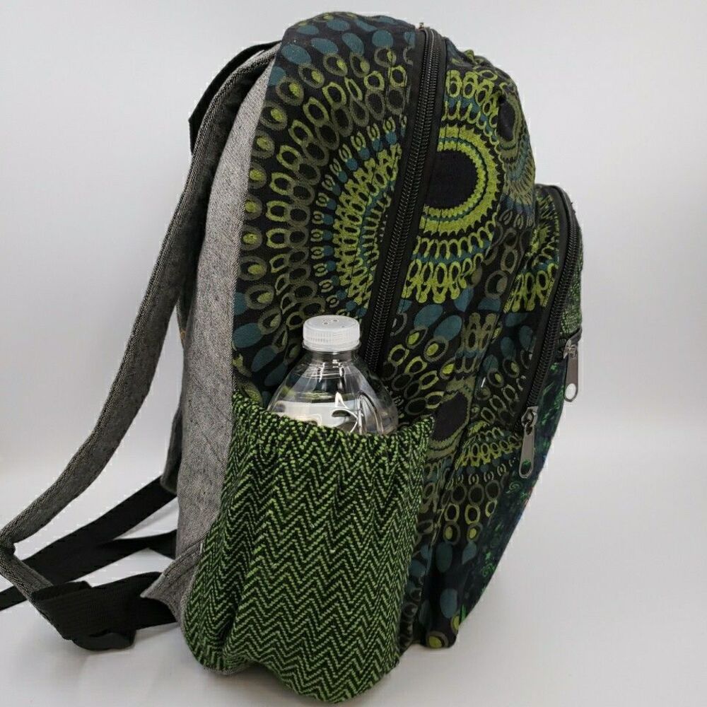 Peacock Mandala Laptop Backpack Travel Bag Lightweight Himalayan Cotton Colorful - Picture 4 of 16